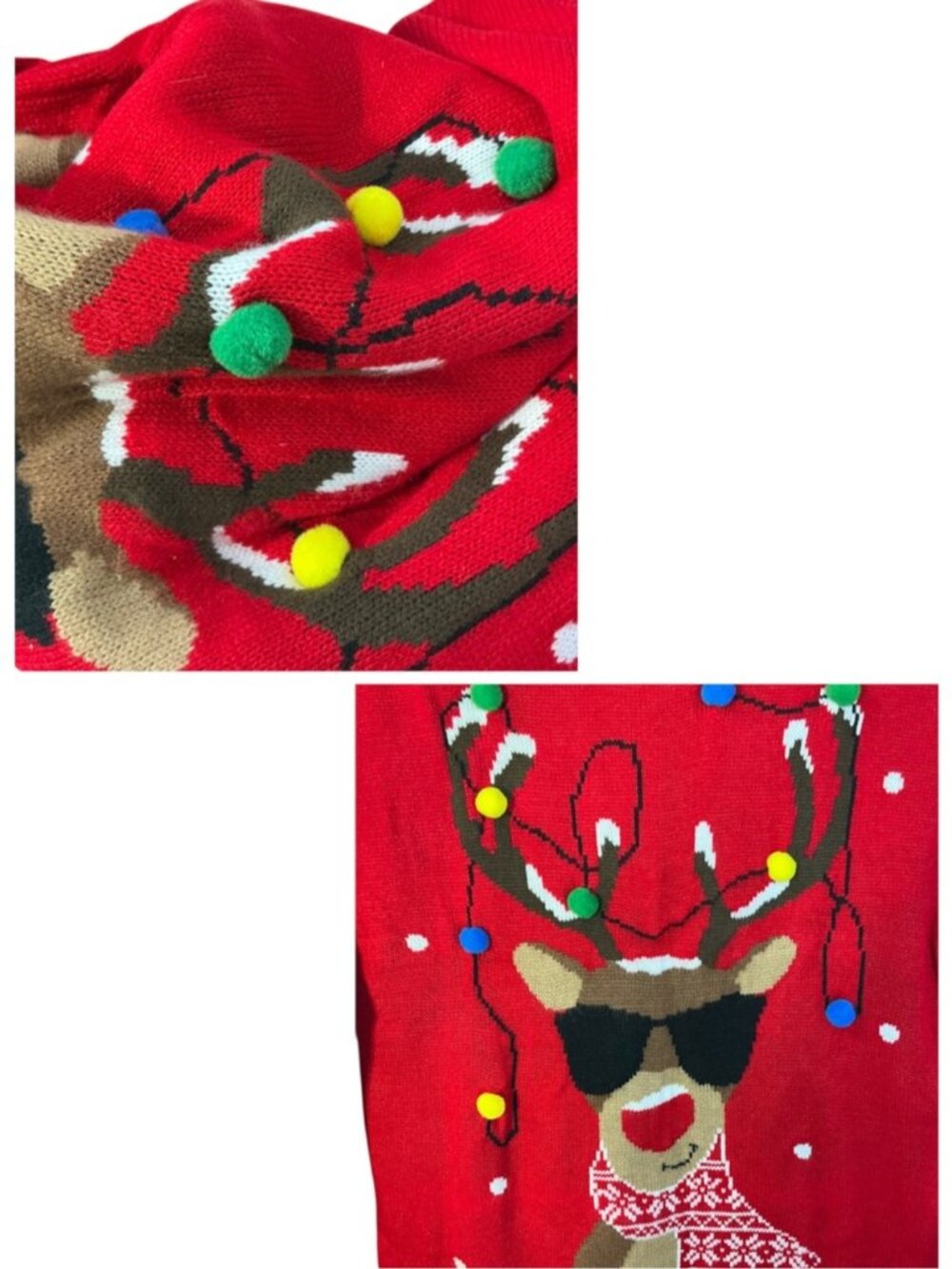 Ugly Christmas Sweater Crew Neck Rudolph Reindeer Red NEW Women Plus XXL - Picture 7 of 16